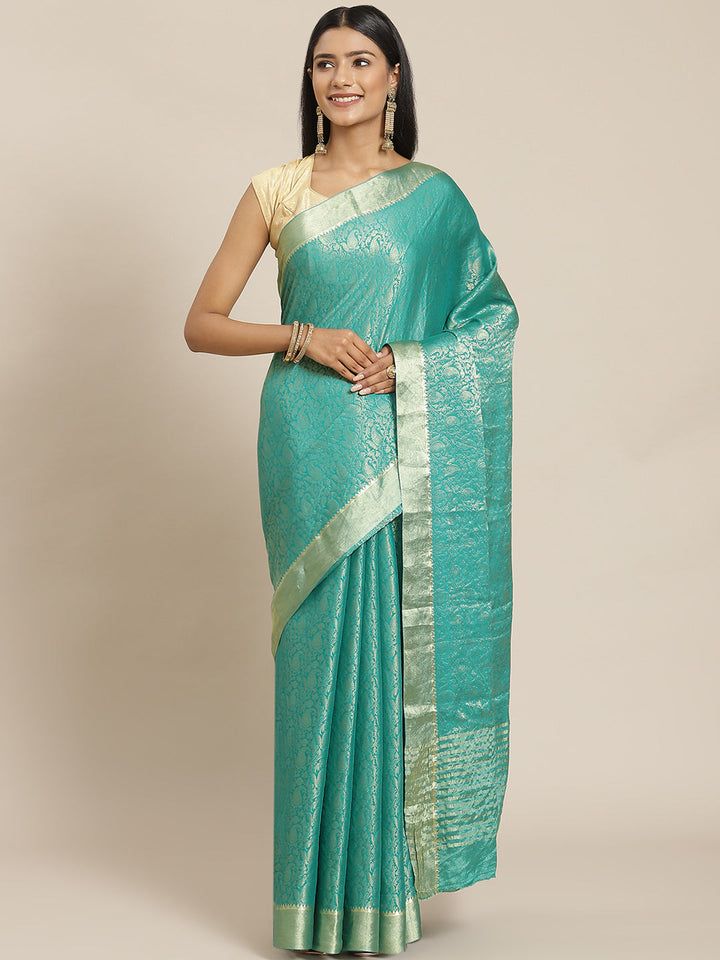 Brocade Zari Border Georgette Plain Saree