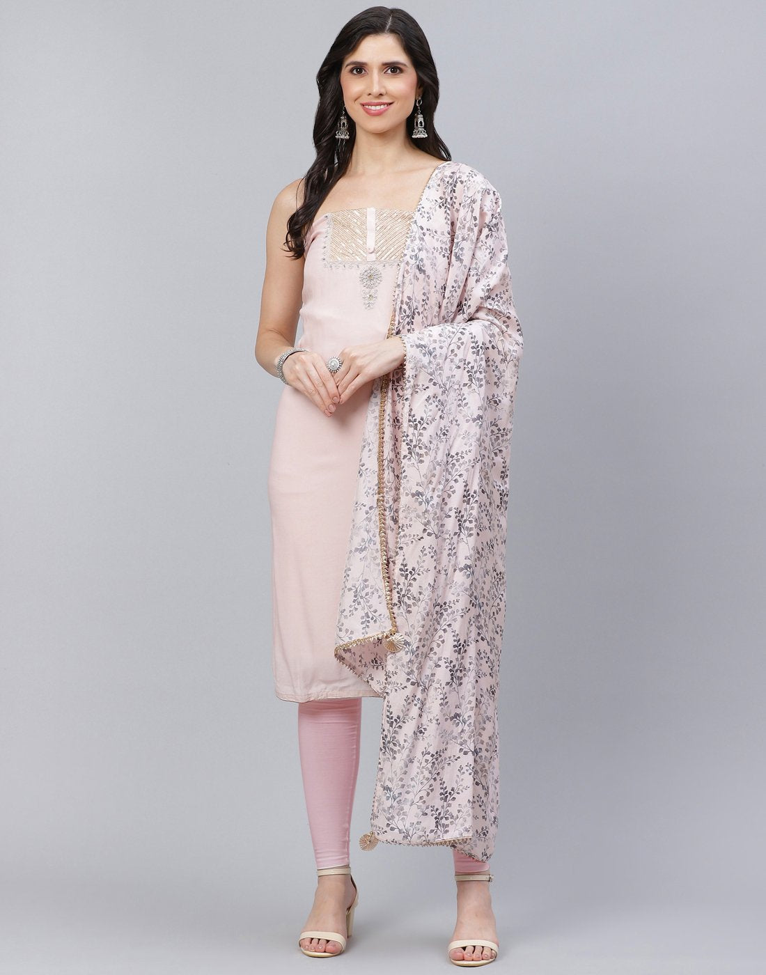 Chanderi Embroidered Suit Piece