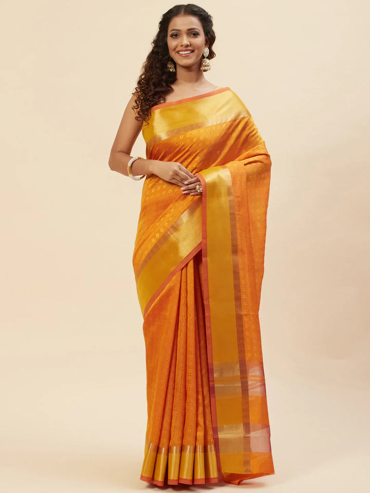Plain Zari Border Handloom Woven Saree