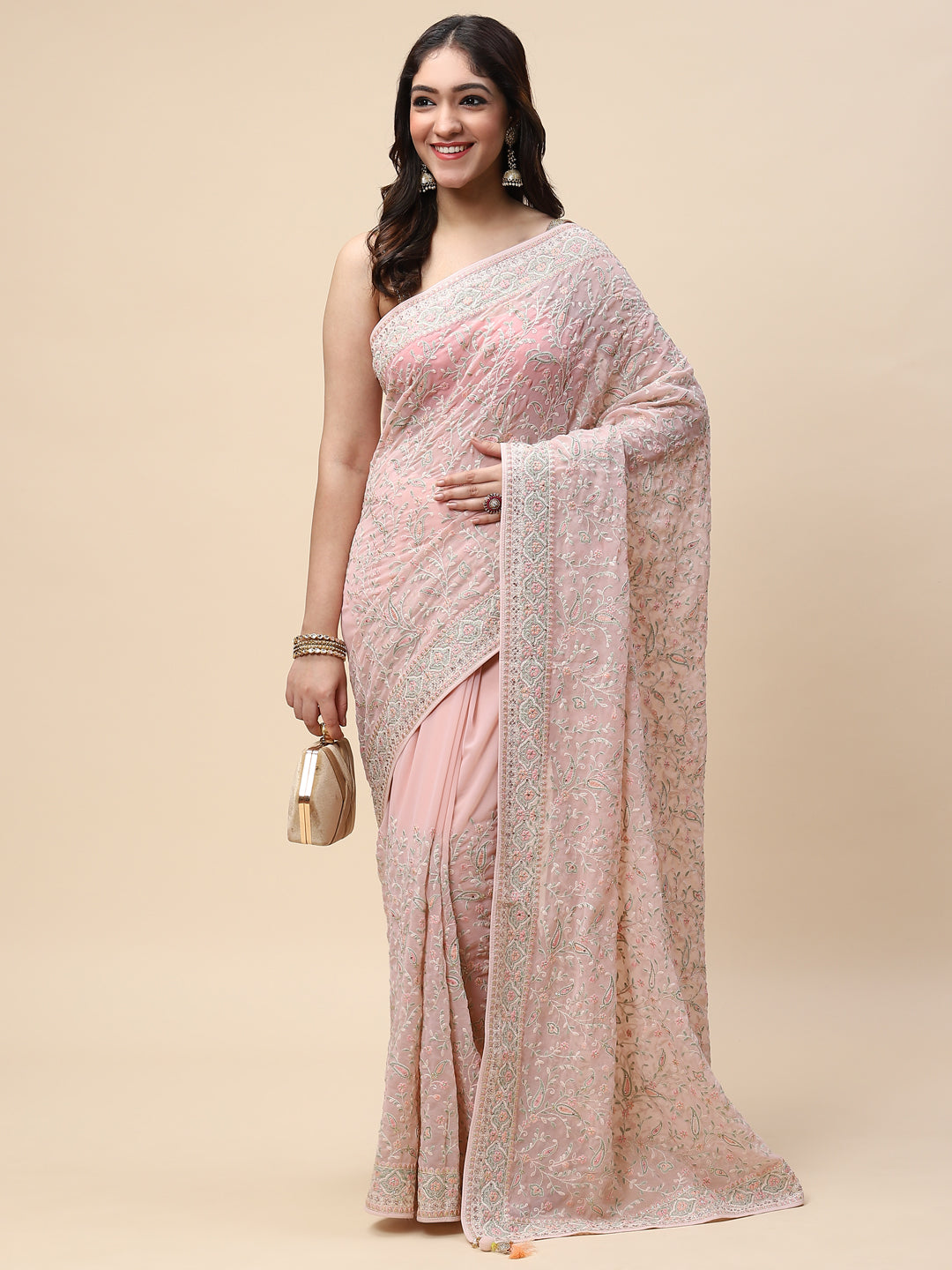 Resham Jaal Embroidered Georgette Saree