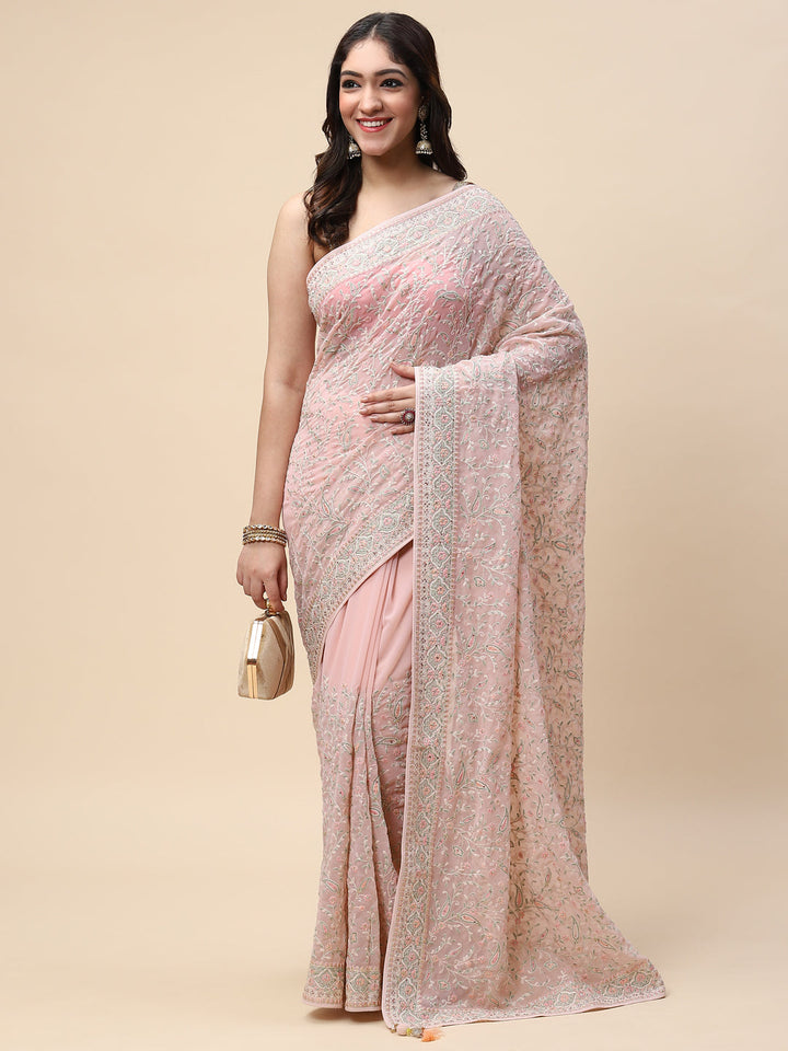 Resham Jaal Embroidered Georgette Saree