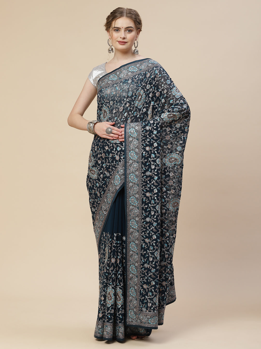 Resham Jaal Georgette Embroidered Saree