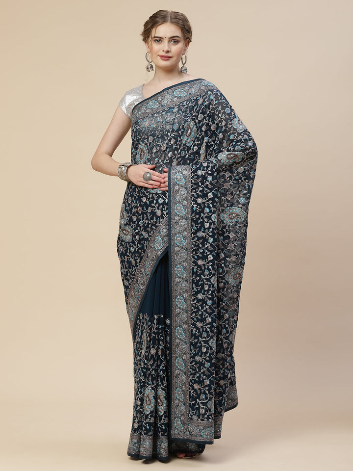 Resham Jaal Georgette Embroidered Saree