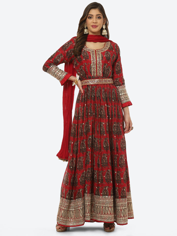 Printed Cotton Kurta With Chridar &amp; Dupatta
