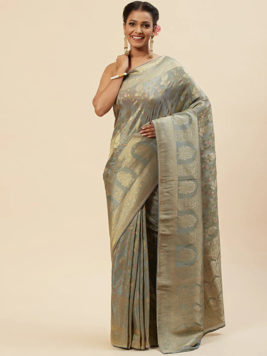 Zari Booti Organza Woven Saree