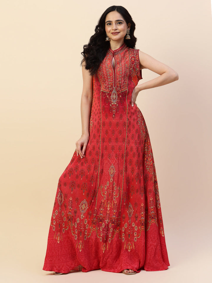 Digital Printed Crepe Gown