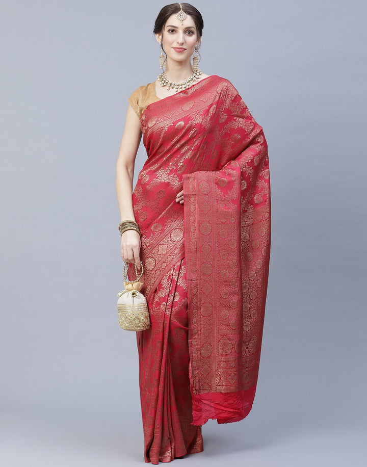 Elegant Crepe Saree With Beautiful Zari Jaal Weaves