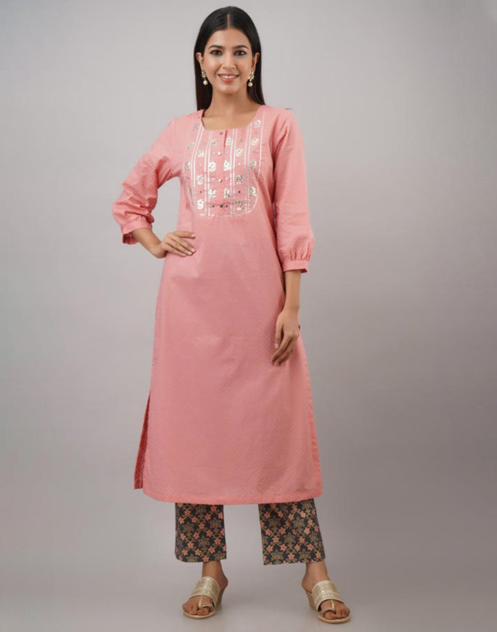 Printed Cotton Kurti With Pant