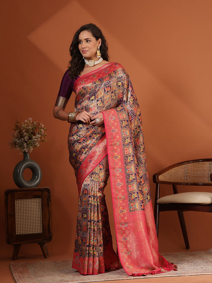 Woven Design Satin Saree