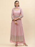 Mirror Embroidered Georgette Kurta With Palazzo & Dupatta