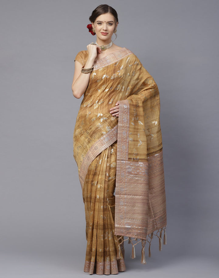 Printed Cotton Linen  Saree
