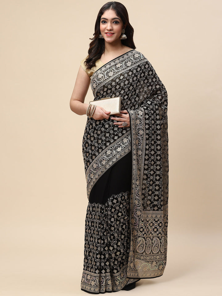Resham Jaal Embroidered Georgette Saree