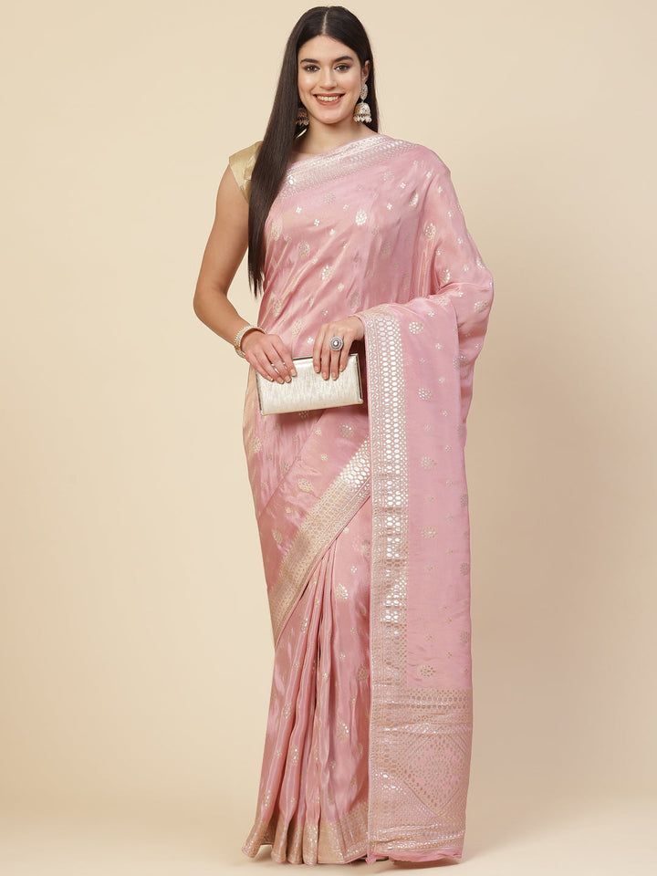 Zari Booti Organza Woven Saree