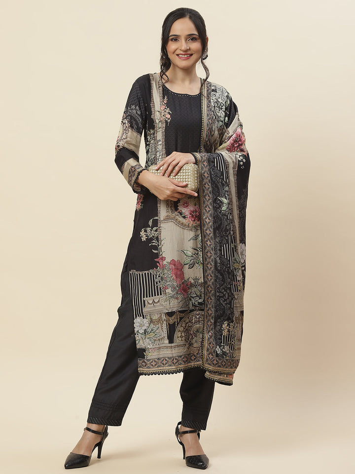 Printed Muslin Kurta With Pants &amp; Dupatta