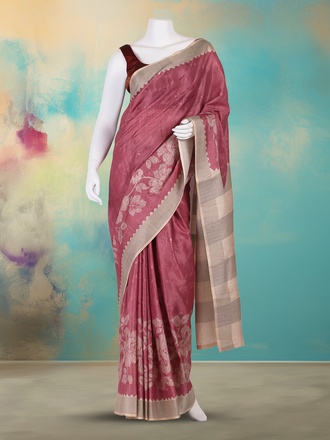 Printed Tussar Saree