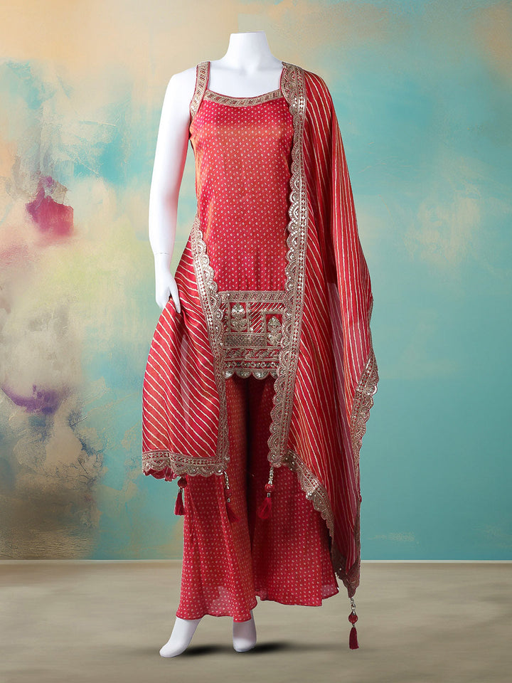 Woven Design Tissue Stitched Kurta With Pant &amp; Dupatta