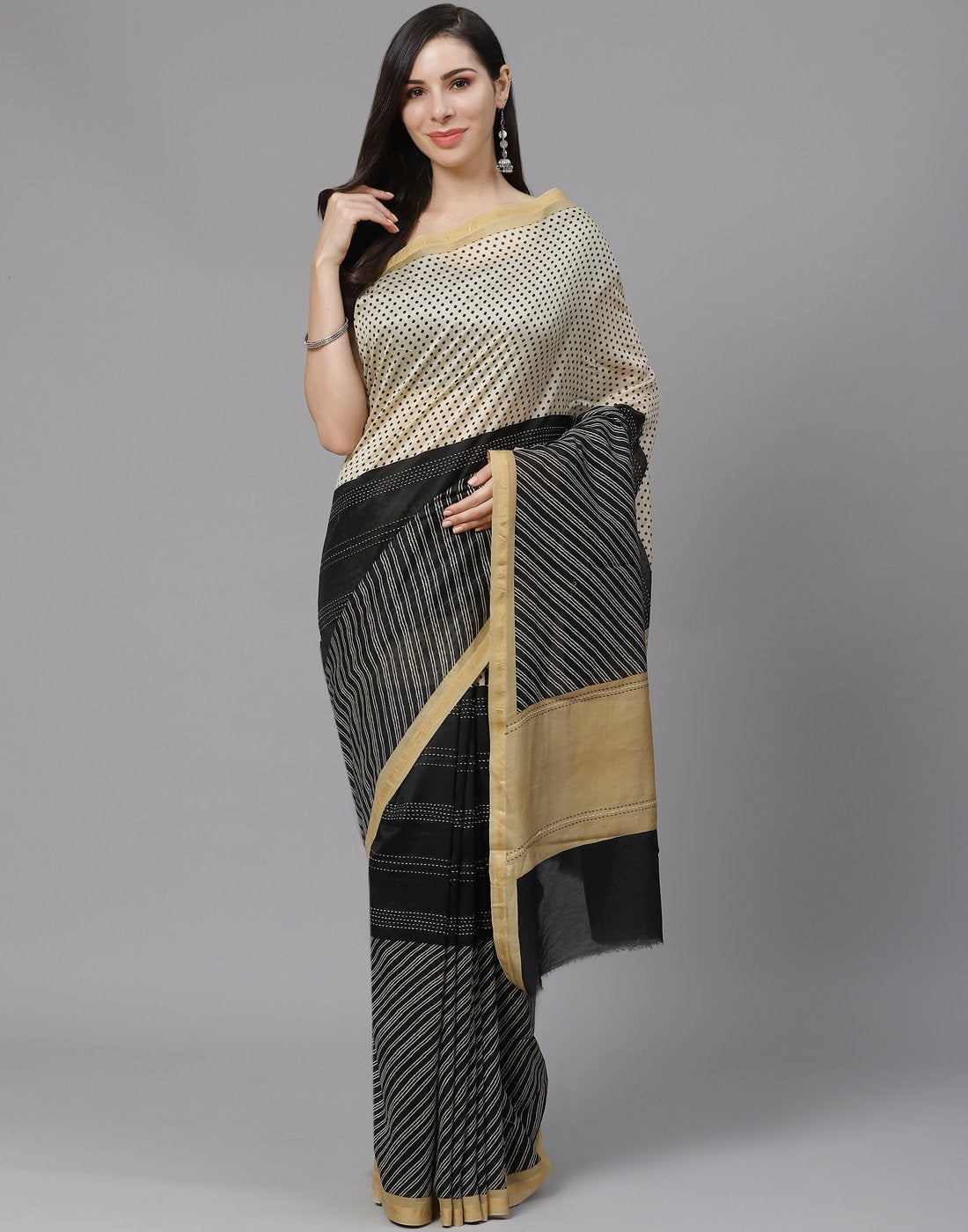 Kantha Border Printed Cotton Saree