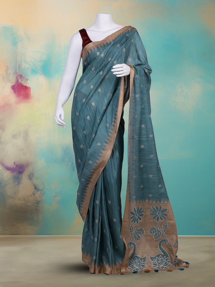 Printed &amp; Embroidered Booti Art Silk Saree