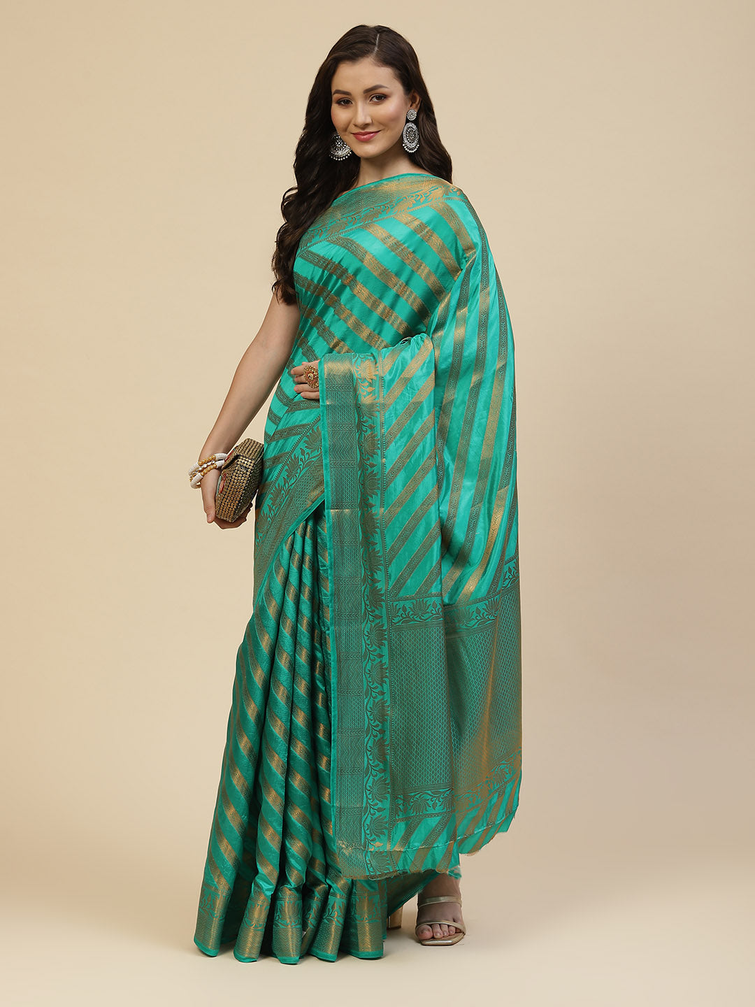 Zari Jaal Stripes Handloom Woven Saree