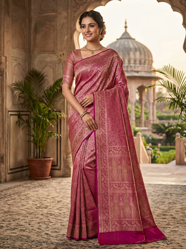Magenta Woven Design Satan Resham Banarasi Saree