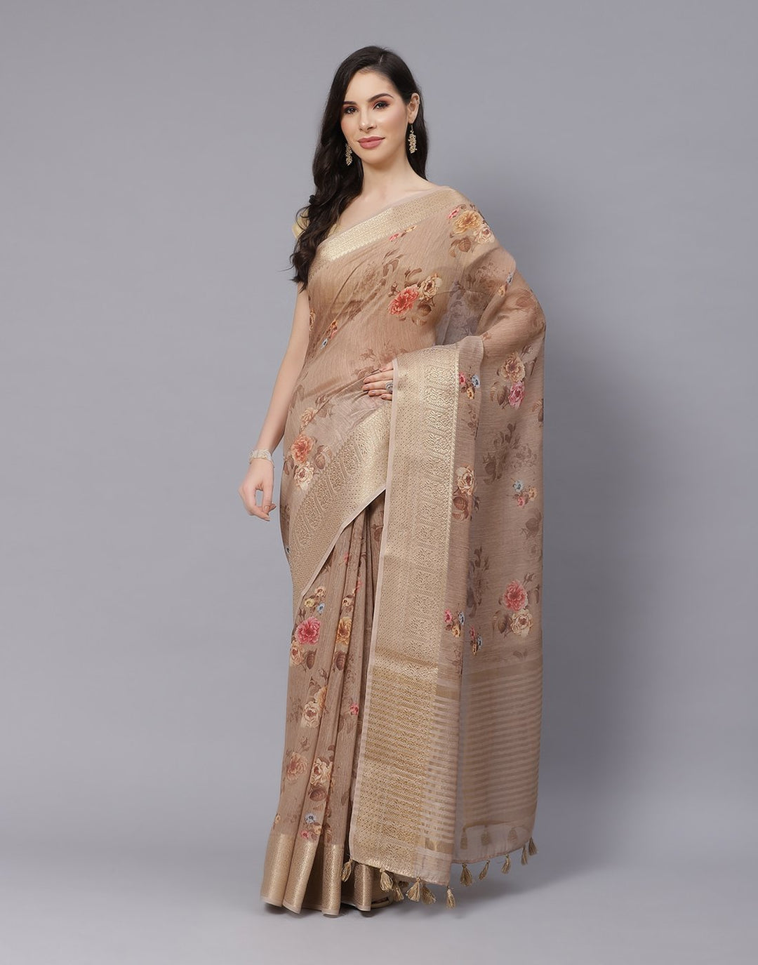 Digital Floral Cotton Printed Saree