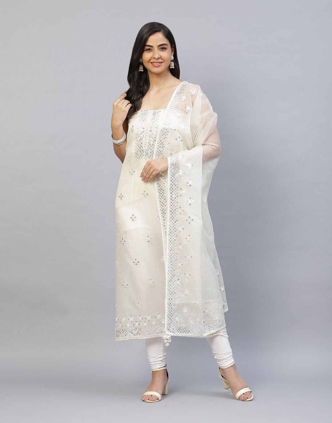 Embroidered Organza Kora Suit Piece