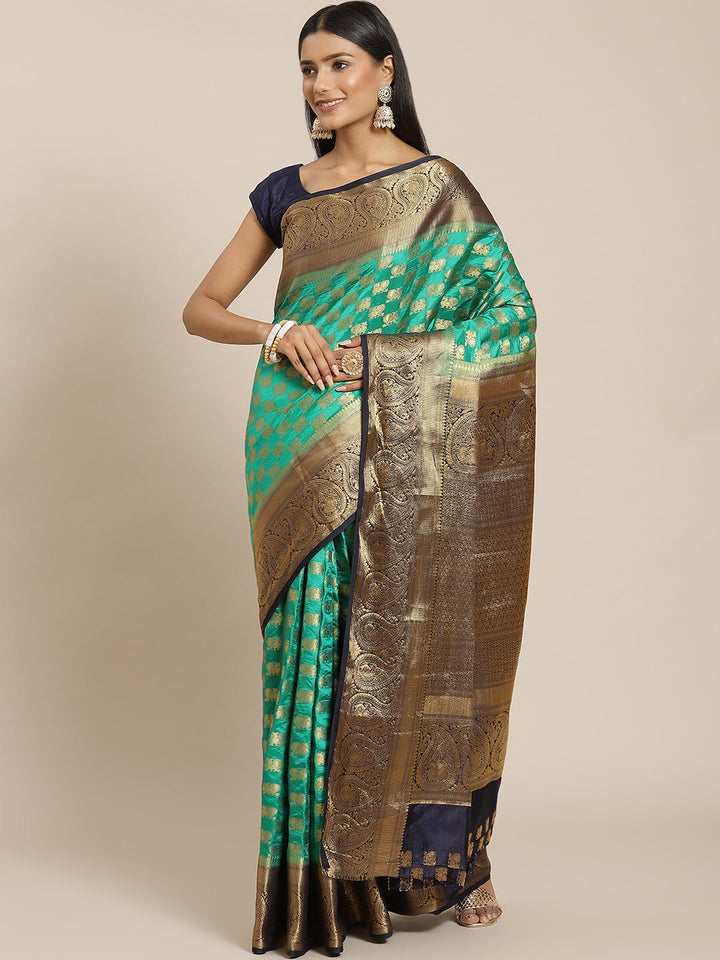 Zari Border Booti Art Handloom Woven Saree