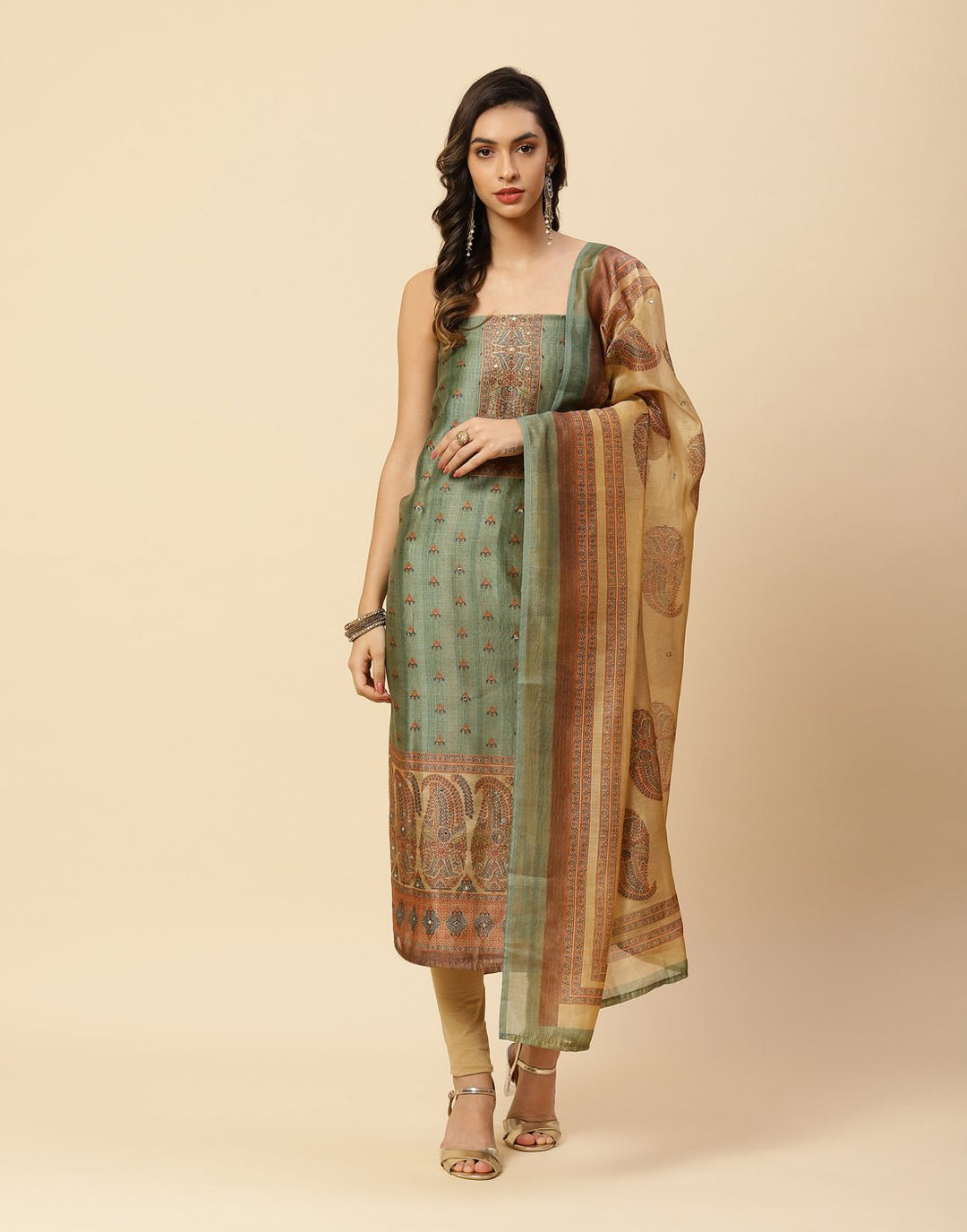 Printed Chanderi Suit Piece