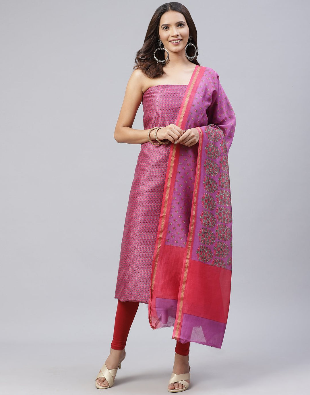 Printed Chanderi Suit Piece