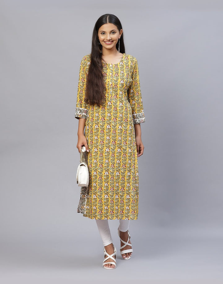 Floral Print Cotton Kurti
