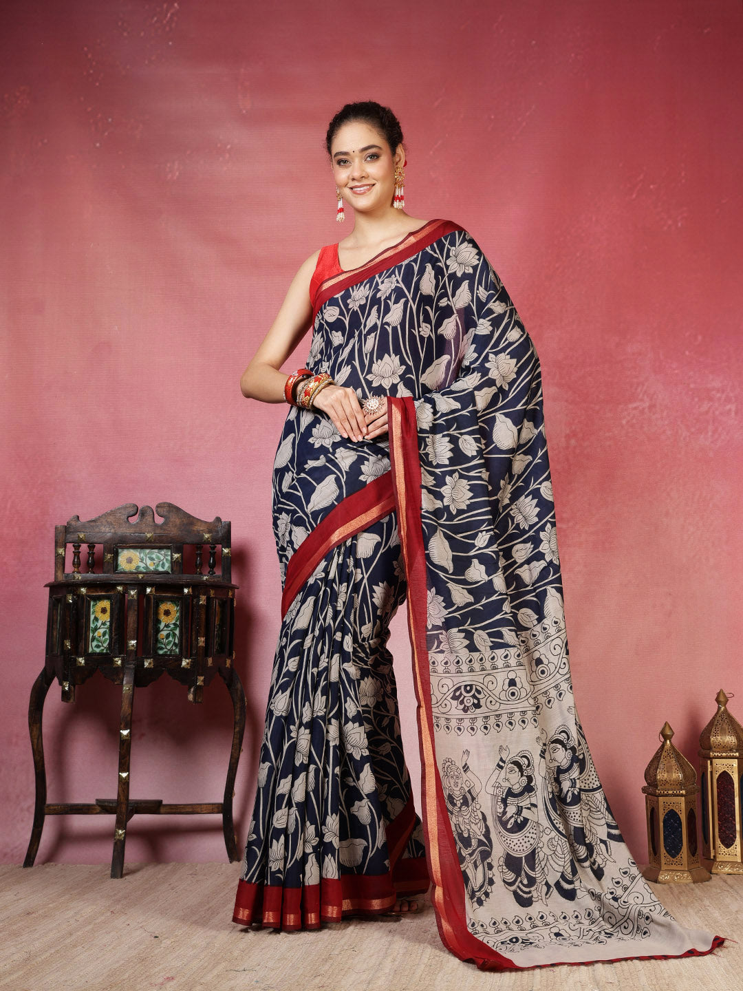 Floral Printed Art Silk Saree