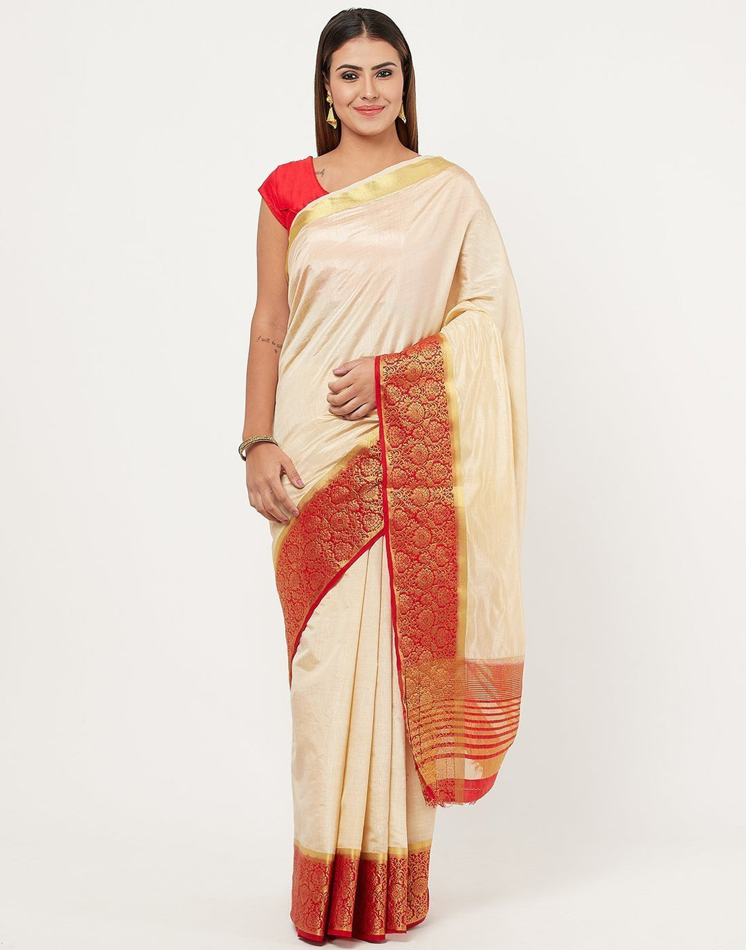 MBZ Meena Bazaar-Firozee Navy Art Handloom Saree