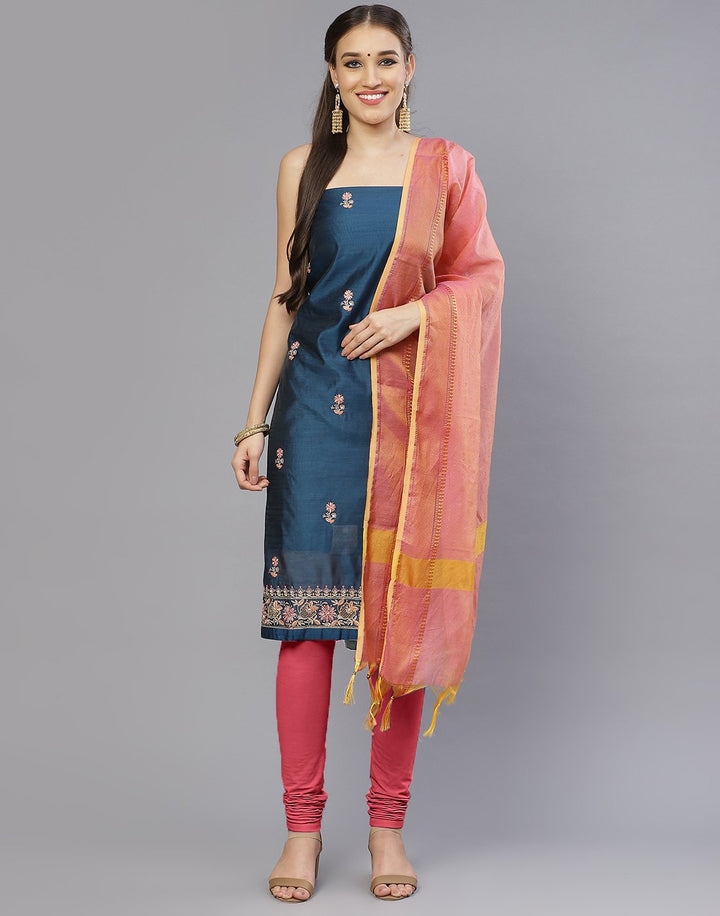 Chanderi Embroidered Suit Piece