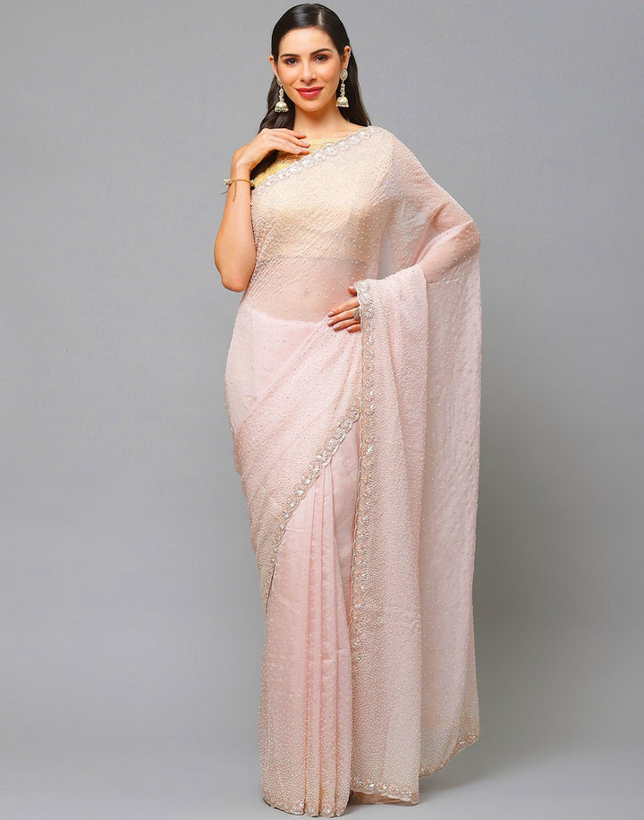 Embroidery Aqua Green and Mauve Saree