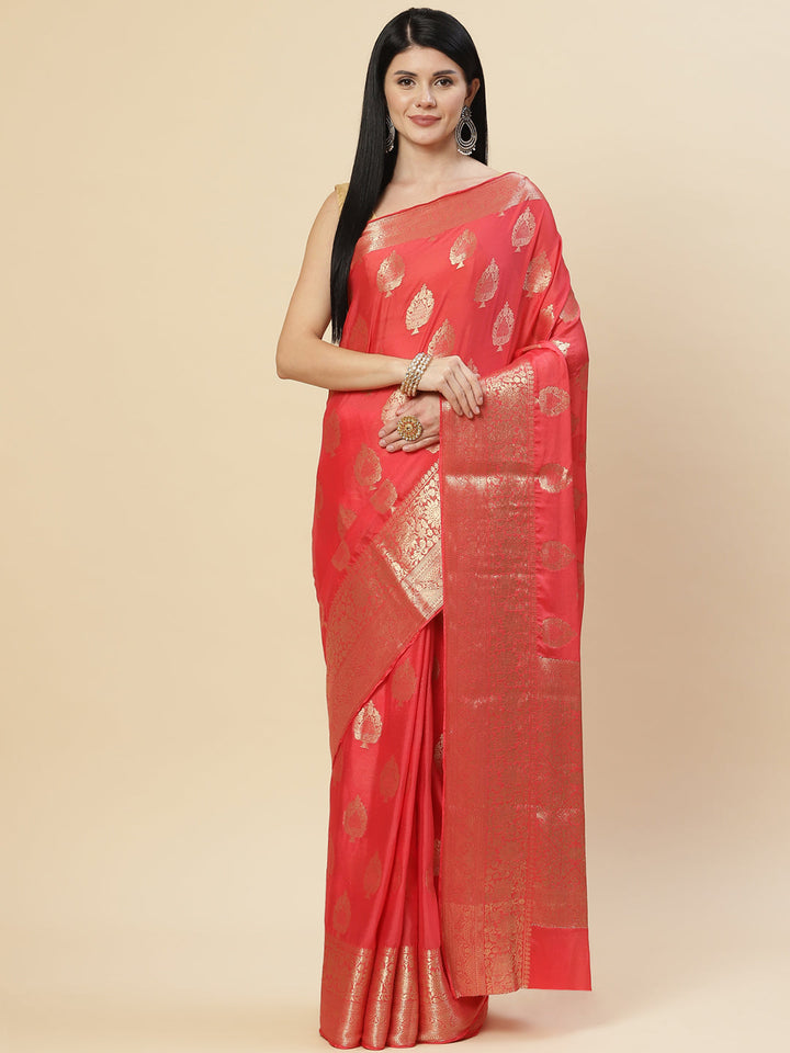 Zari Booti Crepe Plain Saree
