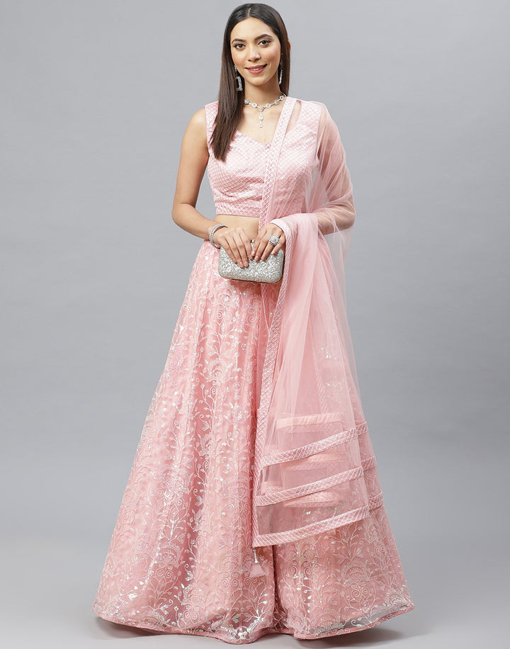 Net Lehenga With Choli And Dupatta