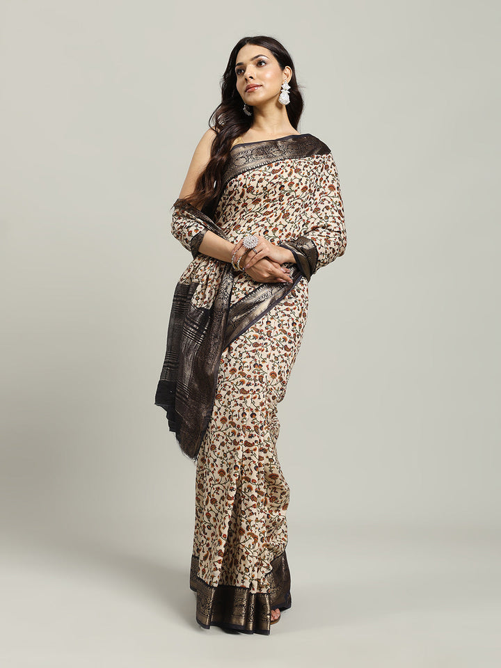 Digital Printed Cotton Blend Woven Saree