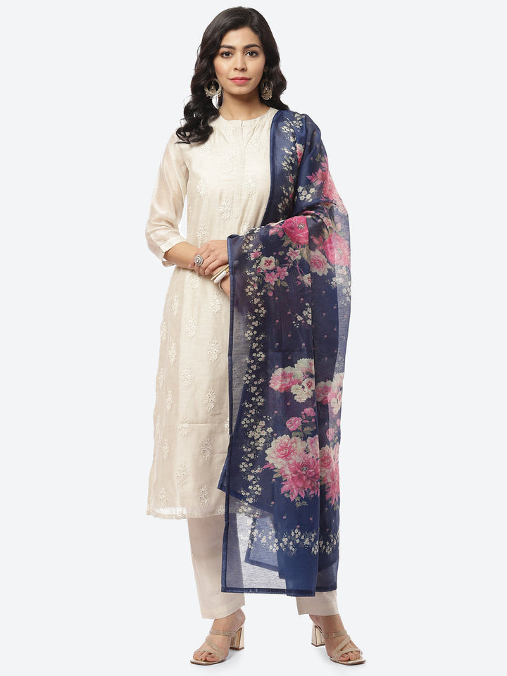 Resham Booti Cotton Stitched Salwar Kameez With Printed Cotton Dupatta