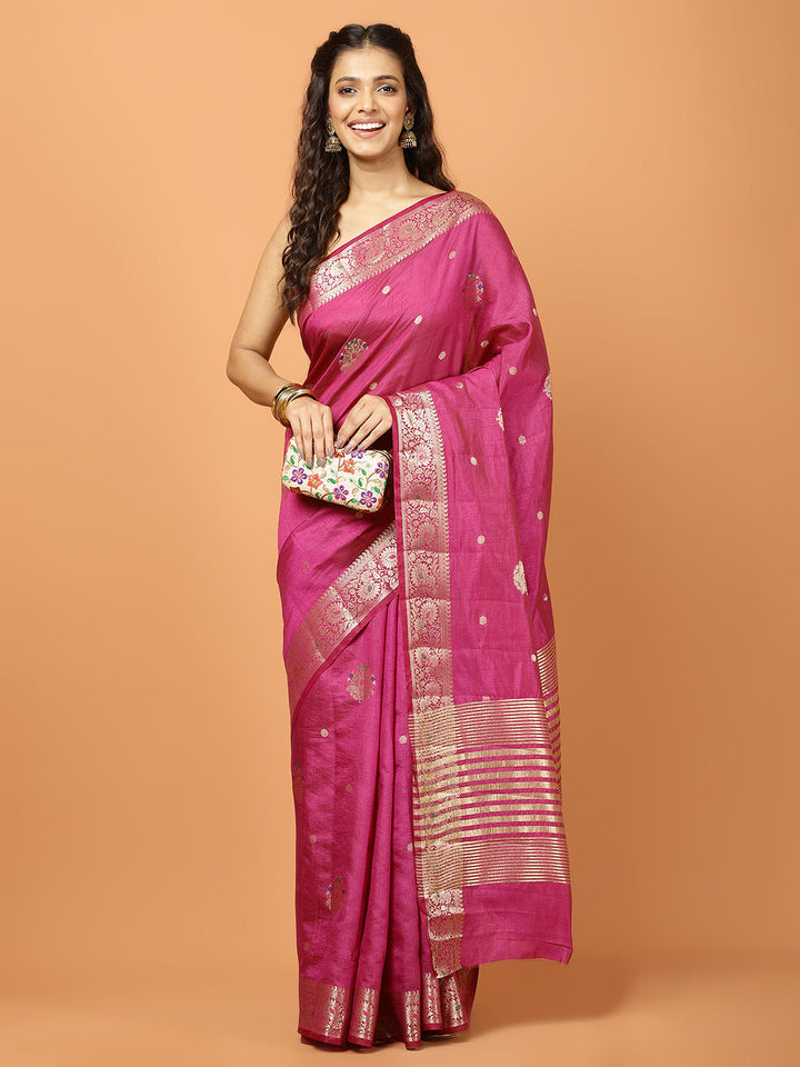 Plain Zari Border Art Silk Woven Saree