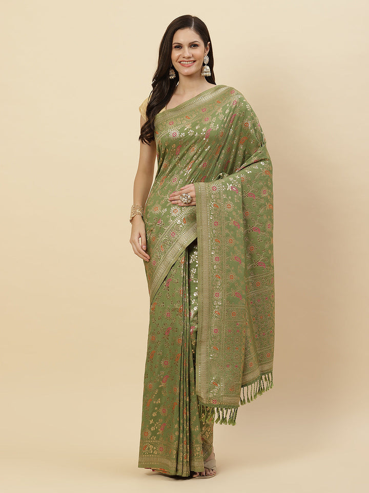 Gota Work Banarasi Woven Saree
