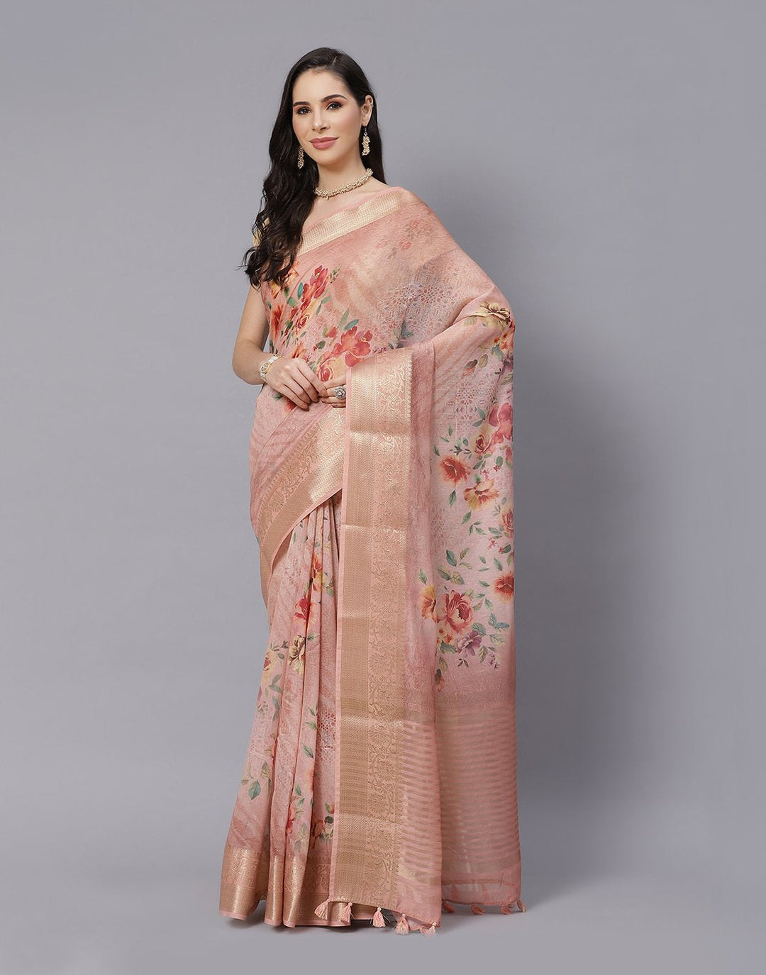 Digital Floral Printed Organza Saree