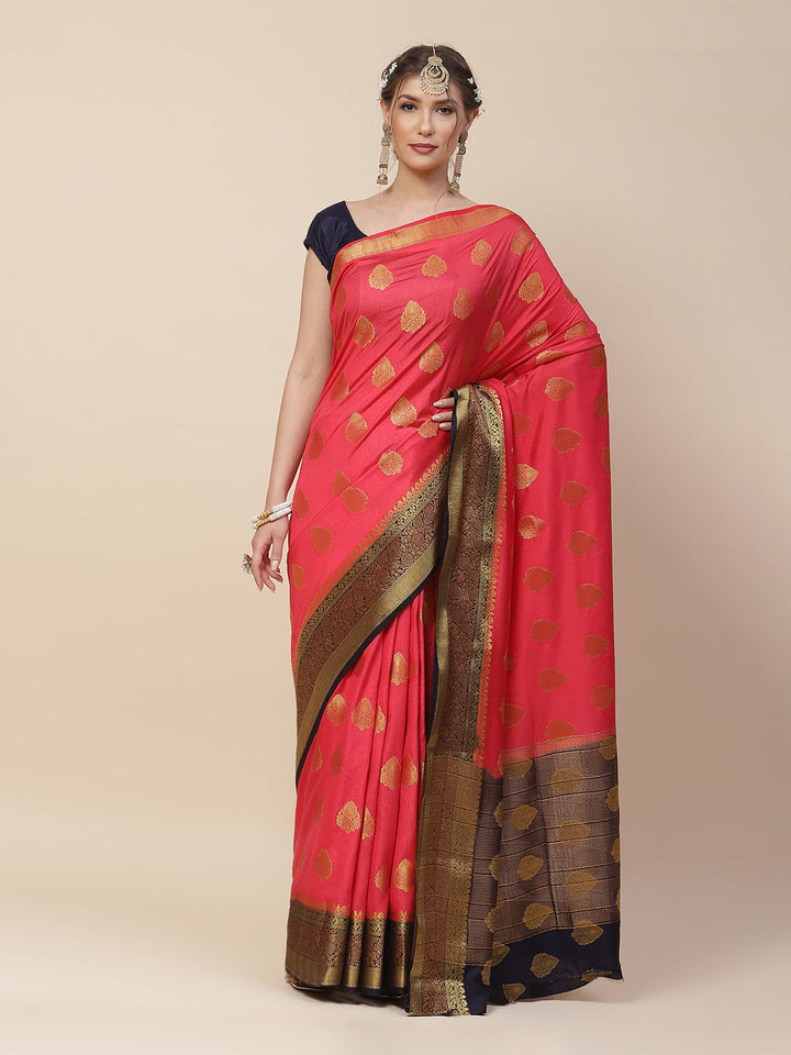 Zari Border Booti Art Handloom Woven Saree
