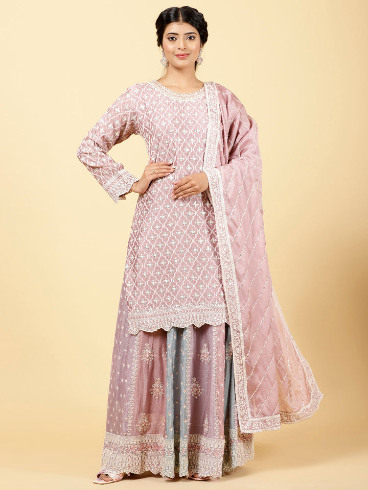Sequin Embroidered Crepe Choli With Lehenga &amp; Dupatta