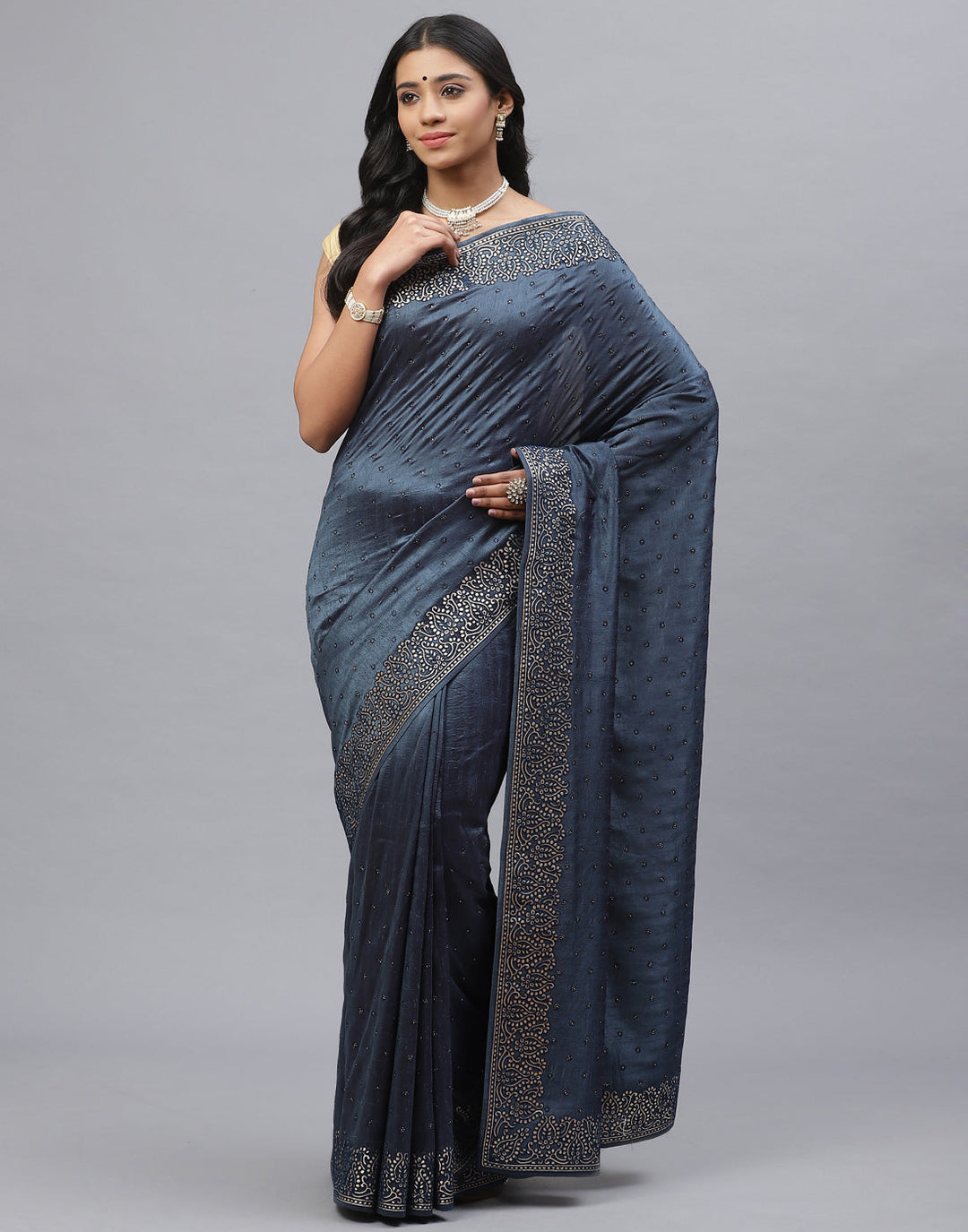 Dupion Silk Embroidery Saree