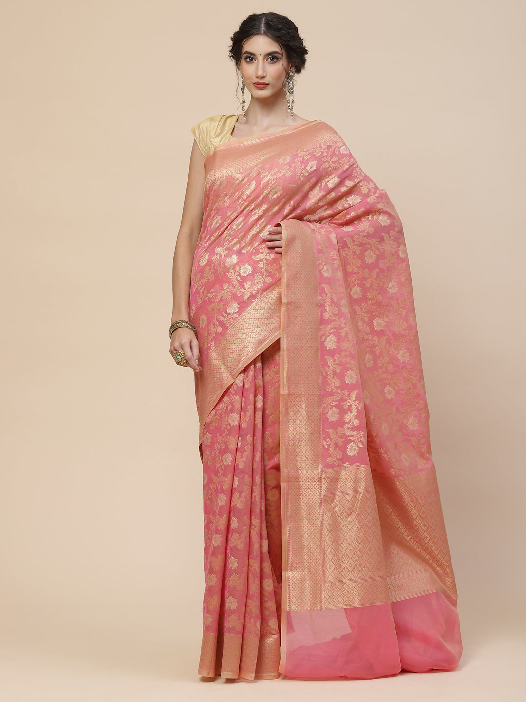 Zari Jaal Cotton Woven Saree