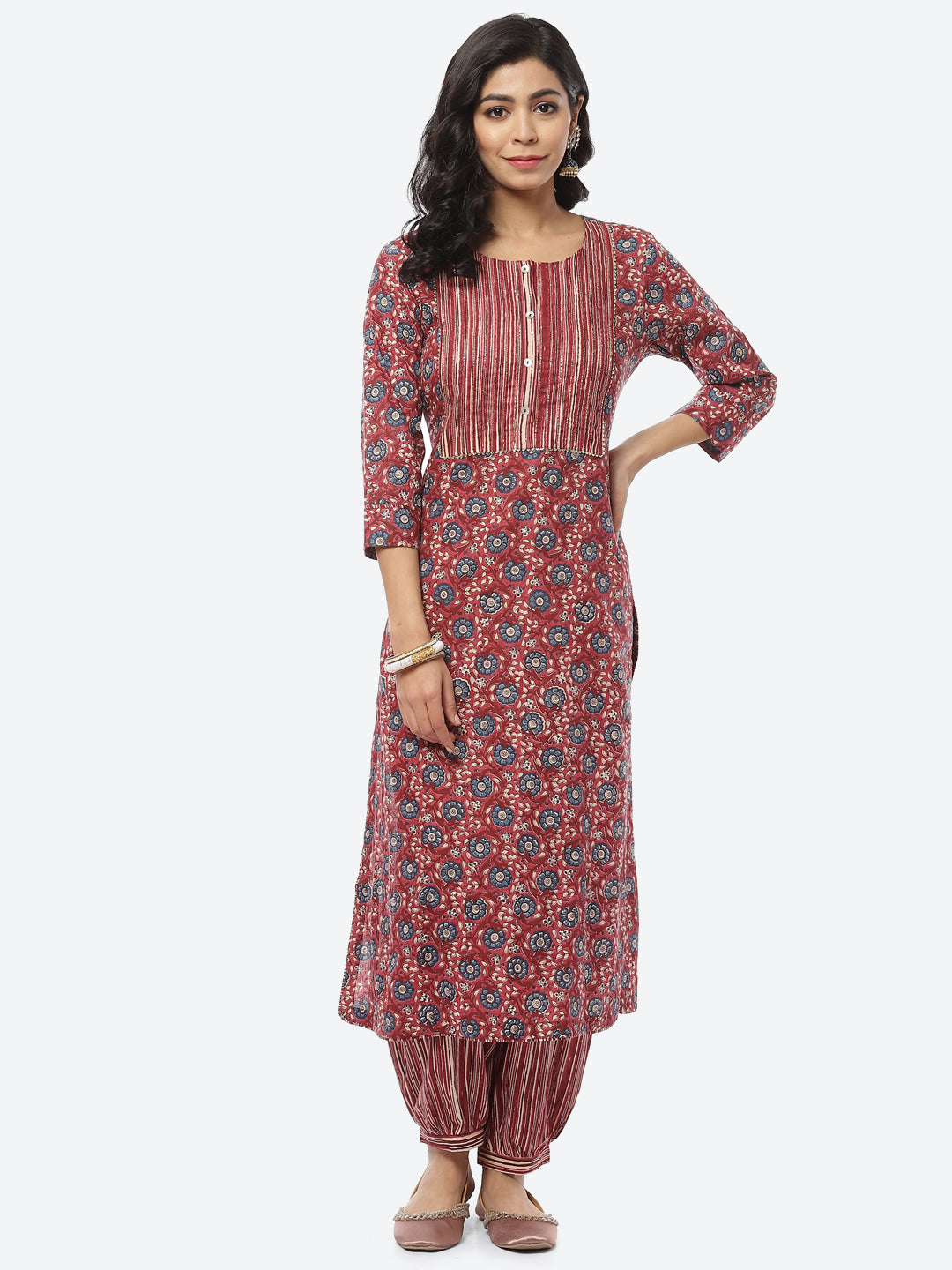 Printed Cotton Kurti With Afghani Pant
