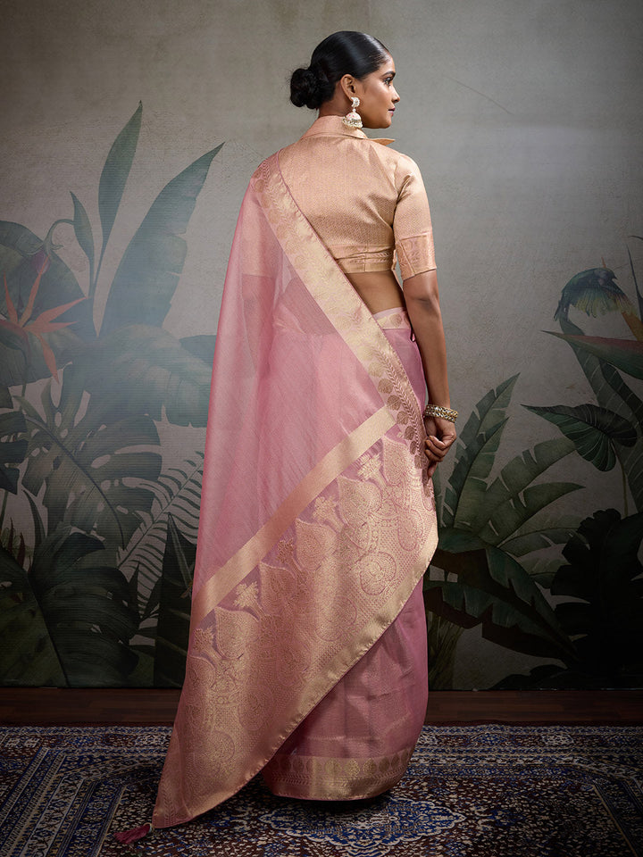 Woven Border Plain Art Silk Saree