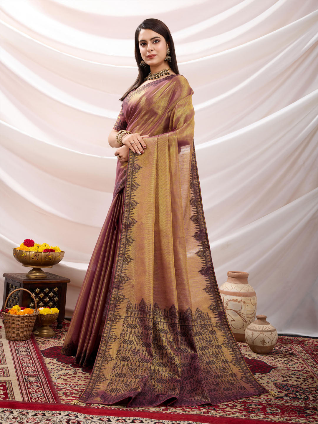 Woven Design Cotton Linen Saree