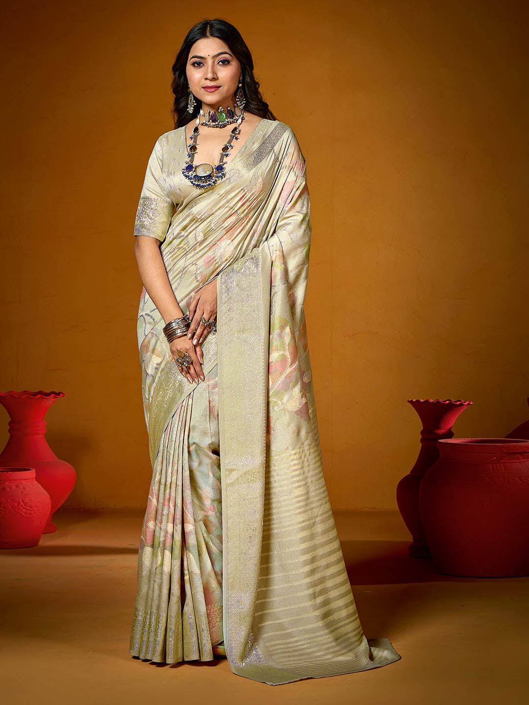 Zari Jaal Woven Art Silk Saree