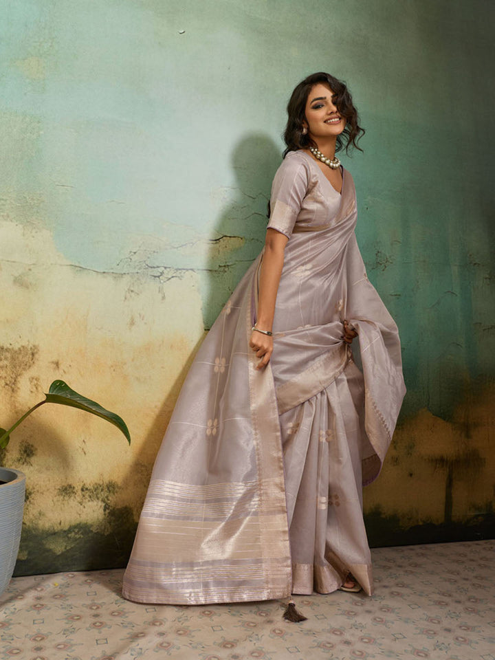 Woven Design Tissue Linen Saree